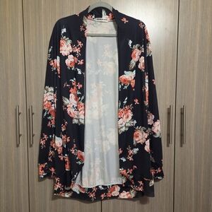 Floral Open Front Cardigan Style Top
